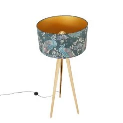 QAZQA Moderne Stehlampe Holz Stoffschirm Pfau 50 cm - Stativ Classic -Stehlampen Verkaufsladen 8769 104360 5