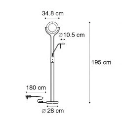 QAZQA Moderne Stehleuchte Stahl mit Lesearm inkl. LED und Dimmer - Divo 28 QAZQA Moderne Stehleuchte Stahl mit Lesearm inkl. LED und Dimmer - Divo -Stehlampen Verkaufsladen 8773 104097 4