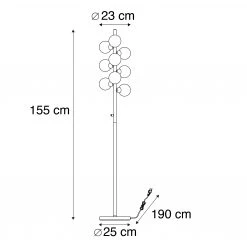 Trio Leuchten Art Deco Stehleuchte Stahl dimmbar mit Rauchglas 9-Licht - Fon -Stehlampen Verkaufsladen 8781 102066 2
