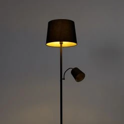 QAZQA Klassische Stehlampe schwarz mit Gold und Leselicht - Retro -Stehlampen Verkaufsladen 8798 103238 15