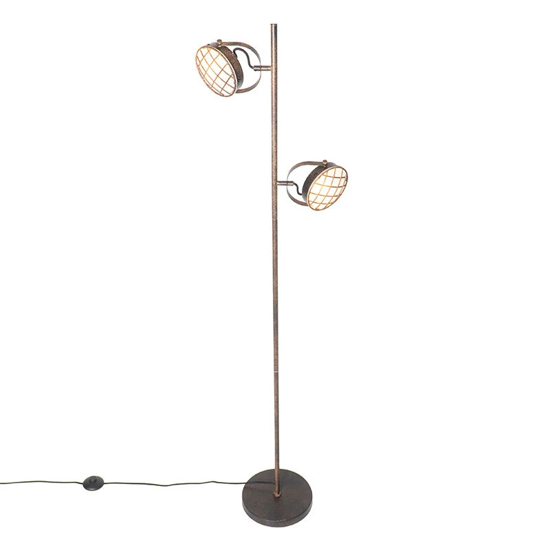 QAZQA Vintage Stehlampe rostbraun 2-flammig - Tamina 10 QAZQA Vintage Stehlampe rostbraun 2-flammig - Tamina – Bild 8