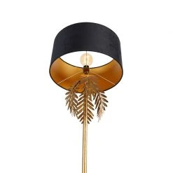 QAZQA Vintage Stehlampe Gold mit schwarzem Samtschirm 50 cm - Botanica -Stehlampen Verkaufsladen 8815 103624 2