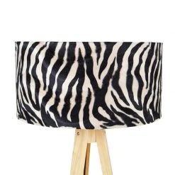 QAZQA Stehlampe Holz mit Stoffschirm Zebra 50 cm - Stativ Classic -Stehlampen Verkaufsladen 8826 104366 2