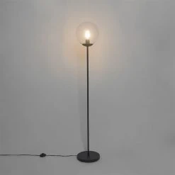 QAZQA Art Deco Stehleuchte schwarz mit klarem Glas - Pallon Mezzi -Stehlampen Verkaufsladen 8842 103006 7