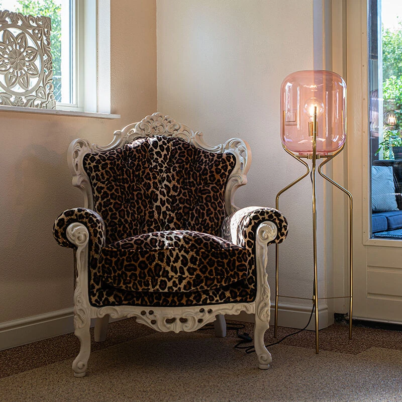 QAZQA Art Deco Stehlampe Messing mit rosa Glas - Bliss 4 QAZQA Art Deco Stehlampe Messing mit rosa Glas - Bliss – Bild 2