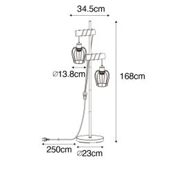 QAZQA Ländliche Stehlampe schwarz mit Holz 2-flammig - Stronk 24 QAZQA Ländliche Stehlampe schwarz mit Holz 2-flammig - Stronk -Stehlampen Verkaufsladen 8850 103909 3