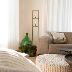 QAZQA Moderne Stehleuchte Antik Silber 2-flammig - Simple Cage 2 -Stehlampen Verkaufsladen 8871 98937 12