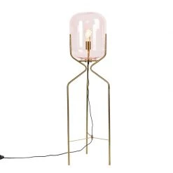 QAZQA Art Deco Stehlampe Messing mit rosa Glas - Bliss 18 QAZQA Art Deco Stehlampe Messing mit rosa Glas - Bliss -Stehlampen Verkaufsladen 8872 102121 2