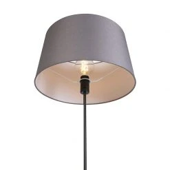 QAZQA Stehlampe schwarz mit dunkelgrauem Leinenschirm 45 cm - Parte -Stehlampen Verkaufsladen 8890 93217 4