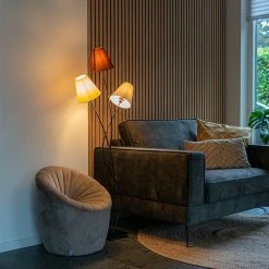 QAZQA Design Stehleuchte schwarz mit Stoffschirm 3-flammig - Melis