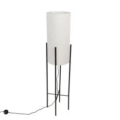 QAZQA Design Stehleuchte schwarz mit Leinenschirm grau - Rich -Stehlampen Verkaufsladen 8901 103283 11