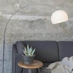 QAZQA Moderne Bogenlampe Chrom mit weißem Schirm - Arc Basic -Stehlampen Verkaufsladen 8925 89324 8