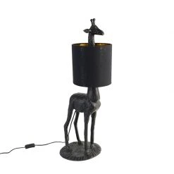 QAZQA Vintage Stehlampe schwarz mit Stoffschirm schwarz - Giraffe To -Stehlampen Verkaufsladen 8941 103974 9