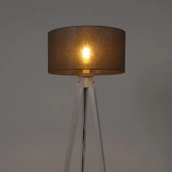 QAZQA Modernes Stehlampenstativ weiß mit grauem Schirm 50 cm - Tripod Classic -Stehlampen Verkaufsladen 8963 104121 9