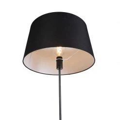 QAZQA Stehlampe schwarz mit schwarzem Leinenschirm 45cm verstellbar - Parte -Stehlampen Verkaufsladen 8984 93219 4