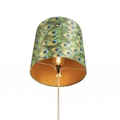 QAZQA Stehleuchte Gold / Messing mit Veloursschirm Pfau 40/40 cm - Parte -Stehlampen Verkaufsladen 8997 98547 4
