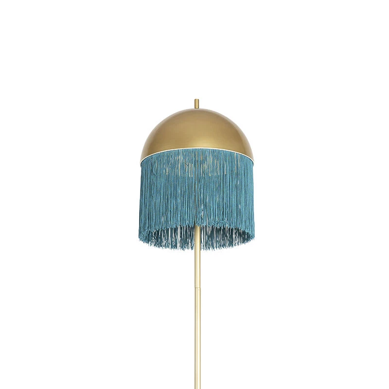 QAZQA Orientalische Stehlampe Gold mit grünen Fransen 30 cm - Fransen 6 QAZQA Orientalische Stehlampe Gold mit grünen Fransen 30 cm - Fransen – Bild 4
