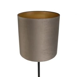 QAZQA Stehlampe schwarz mit Veloursschirm taupe/gold 40 cm - Simplo -Stehlampen Verkaufsladen 9062 98573 5