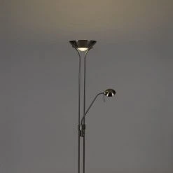 QAZQA Stehleuchte Stahl mit Leselampe inkl. LED und Dimmer - Diva 37 QAZQA Stehleuchte Stahl mit Leselampe inkl. LED und Dimmer - Diva -Stehlampen Verkaufsladen 9073 103419 15