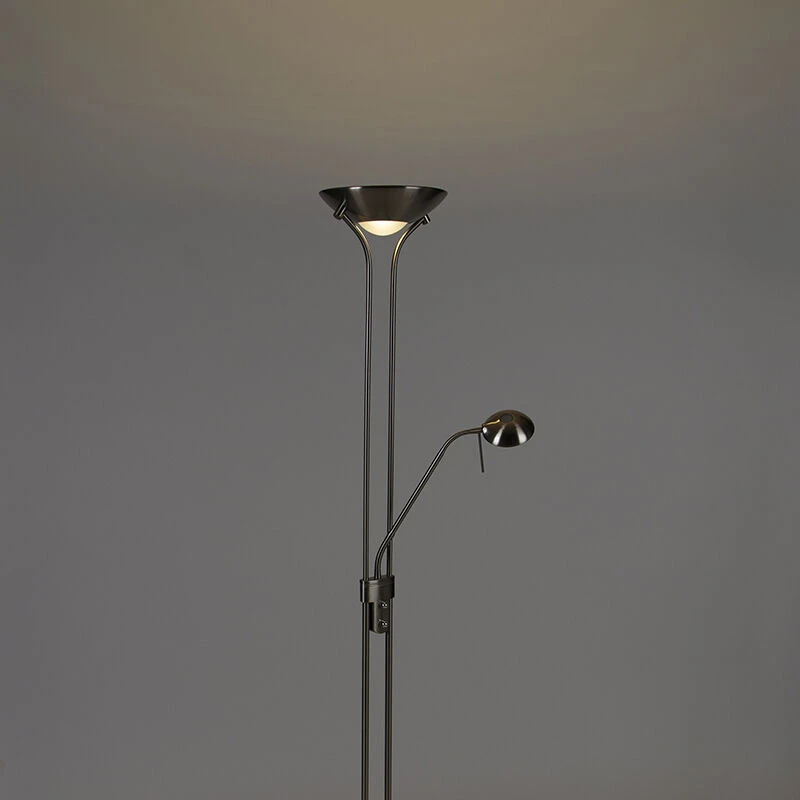 QAZQA Stehleuchte Stahl mit Leselampe inkl. LED und Dimmer - Diva 18 QAZQA Stehleuchte Stahl mit Leselampe inkl. LED und Dimmer - Diva – Bild 16