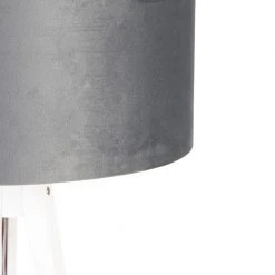 QAZQA Modernes Stehlampenstativ weiß mit grauem Veloursschirm 50 cm - Tripod Classic -Stehlampen Verkaufsladen 9097 104124 2