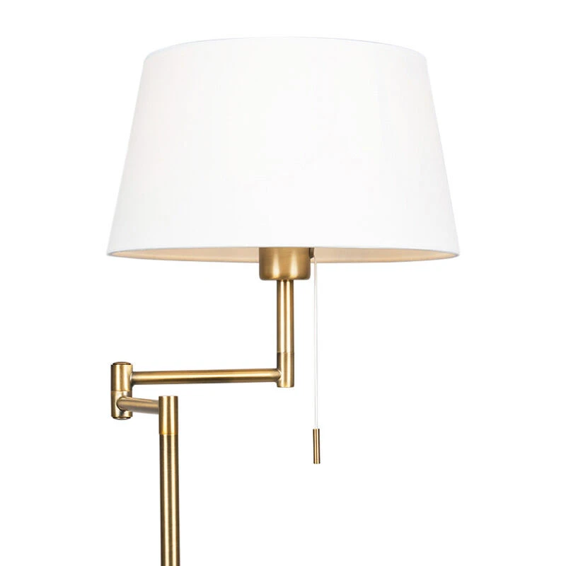 QAZQA Klassische Stehleuchte Bronze mit weißem Schirm verstellbar - Ladas 7 QAZQA Klassische Stehleuchte Bronze mit weißem Schirm verstellbar - Ladas – Bild 5