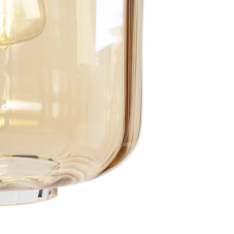 QAZQA Design Stehleuchte schwarz mit Braunglas - Qara 10 QAZQA Design Stehleuchte schwarz mit Braunglas - Qara – Bild 8