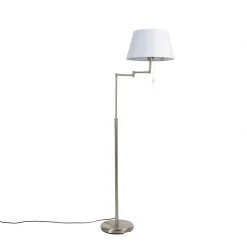 QAZQA Stehlampe aus Stahl mit weißem Schirm und verstellbarem Arm - Ladas Deluxe 29 QAZQA Stehlampe aus Stahl mit weißem Schirm und verstellbarem Arm - Ladas Deluxe -Stehlampen Verkaufsladen 9111 102375 13