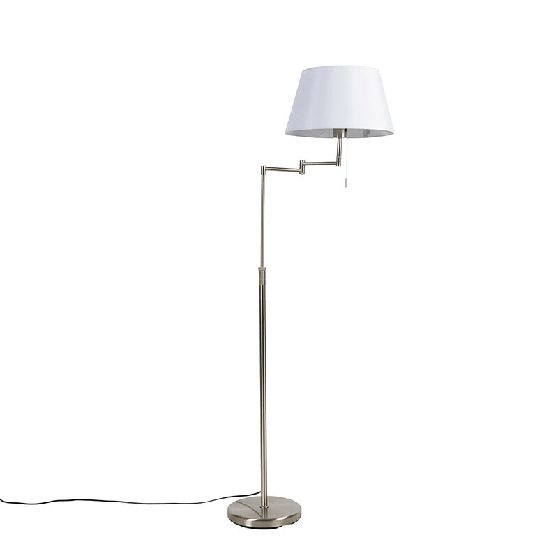 QAZQA Stehlampe aus Stahl mit weißem Schirm und verstellbarem Arm - Ladas Deluxe 16 QAZQA Stehlampe aus Stahl mit weißem Schirm und verstellbarem Arm - Ladas Deluxe – Bild 14