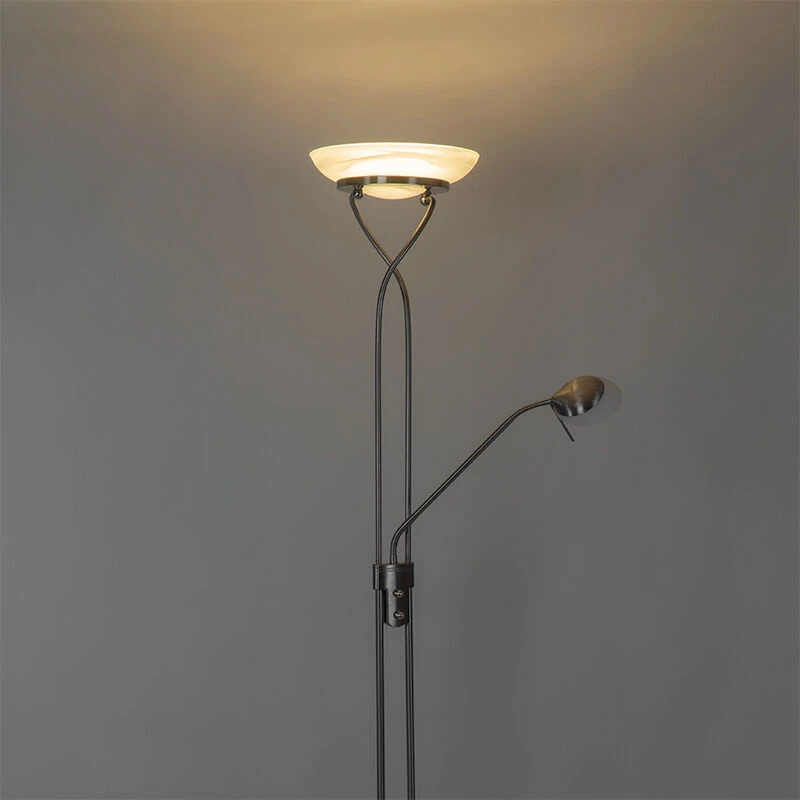 QAZQA Stehlampe Stahl inkl. LED und Dimmer mit Leselampe - Empoli 17 QAZQA Stehlampe Stahl inkl. LED und Dimmer mit Leselampe - Empoli – Bild 15