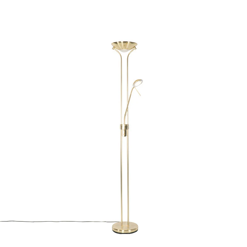 QAZQA Moderne Stehleuchte Messing mit Leselampe inkl. LED dim to warm - Diva 8 QAZQA Moderne Stehleuchte Messing mit Leselampe inkl. LED dim to warm - Diva – Bild 6