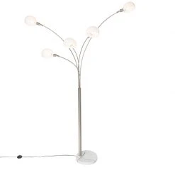 QAZQA Design Stehleuchte Stahl mit Opalglas 5-flammig - Sixties Marmo -Stehlampen Verkaufsladen 9163 104442 10