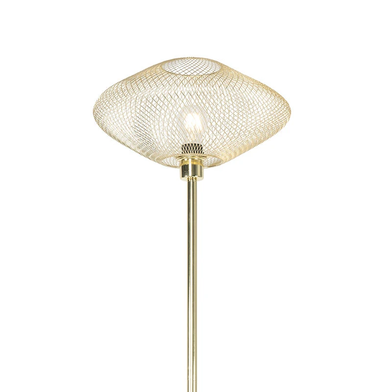 QAZQA Design Stehleuchte weiß mit Messing - Ella 4 QAZQA Design Stehleuchte weiß mit Messing - Ella – Bild 2