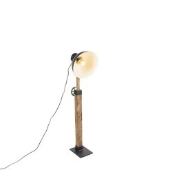 QAZQA Industriestehlampe schwarz mit Mangoholz - Mangos -Stehlampen Verkaufsladen 9215 98830 6