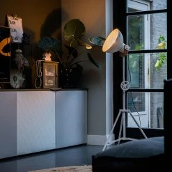 QAZQA Industrielle Stehleuchte Stativ weiß - Mangos