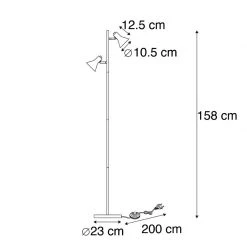 QAZQA Moderne Stehleuchte schwarz mit 2 goldenen Lichtern - Magno -Stehlampen Verkaufsladen 9239 99076 4
