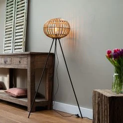 QAZQA Ländliche Bambus Stehlampe - Canna -Stehlampen Verkaufsladen 9255 98429 14