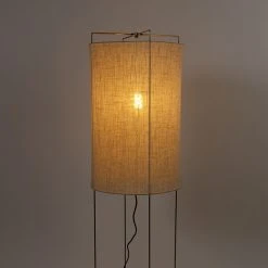 QAZQA Design Stehleuchte Stahl mit beigem Leinenschirm - Reichhaltig -Stehlampen Verkaufsladen 9266 102504 10