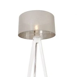 QAZQA Modernes Stehlampenstativ weiß mit Schirm taupe 50 cm - Tripod Classic -Stehlampen Verkaufsladen 9267 104120 4