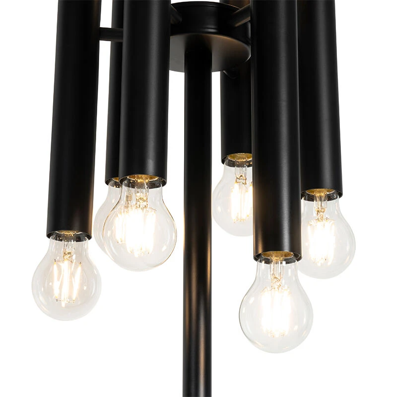 QAZQA Art Deco Stehlampe schwarz 12-Licht - Tubi 12 QAZQA Art Deco Stehlampe schwarz 12-Licht - Tubi – Bild 11