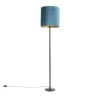 QAZQA Schwarze Stehlampe Veloursschirm blau/gold 40 cm - Simplo -Stehlampen Verkaufsladen 9312 98572 0