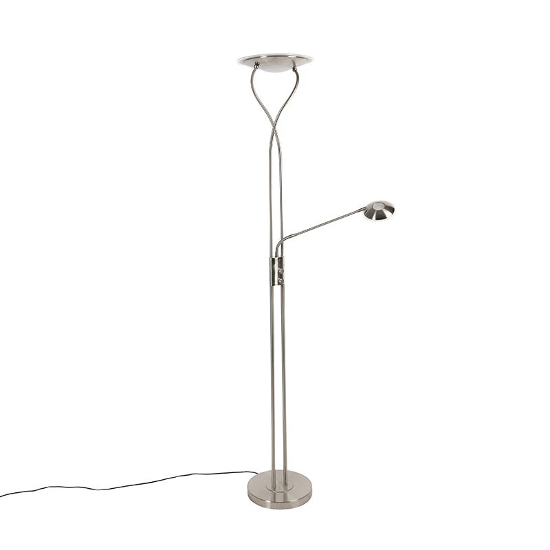 QAZQA Moderne Stehlampe Stahl inkl. LED mit Lesearm - Mallorca 17 QAZQA Moderne Stehlampe Stahl inkl. LED mit Lesearm - Mallorca – Bild 15