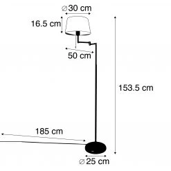 QAZQA Klassische Stehleuchte Bronze mit weißem Schirm verstellbar - Ladas 15 QAZQA Klassische Stehleuchte Bronze mit weißem Schirm verstellbar - Ladas -Stehlampen Verkaufsladen 9365 93700 3