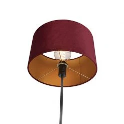 QAZQA Stehleuchte schwarz mit Veloursschirm rot mit Gold 35 cm - Parte -Stehlampen Verkaufsladen 9372 98589 4
