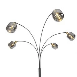 QAZQA Vloerlamp zwart met goud met smoke glas 5-lichts - Zuzanna -Stehlampen Verkaufsladen 9393 105506 5