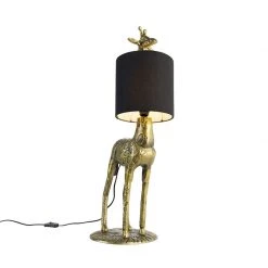 QAZQA Vintage Stehlampe Messing Stoffschirm schwarz - Giraffe To -Stehlampen Verkaufsladen 9410 103809 6