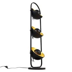QAZQA Industrielle Stehlampe schwarz mit goldenen 3-Lichtern - Emilienne Novo -Stehlampen Verkaufsladen 9420 103222 11