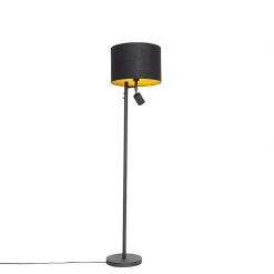 QAZQA Stehlampe schwarz mit goldener Innenseite und Leselampe - Jelena -Stehlampen Verkaufsladen 9420 105566 7