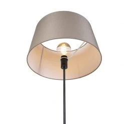 QAZQA Schwarze Stehlampe mit taupe Leinenschirm 45 cm verstellbar - Parte -Stehlampen Verkaufsladen 9447 98592 4