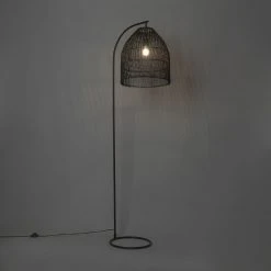 QAZQA Ländliche Stehlampe schwarz mit Rattan - Sam -Stehlampen Verkaufsladen 9448 103518 15